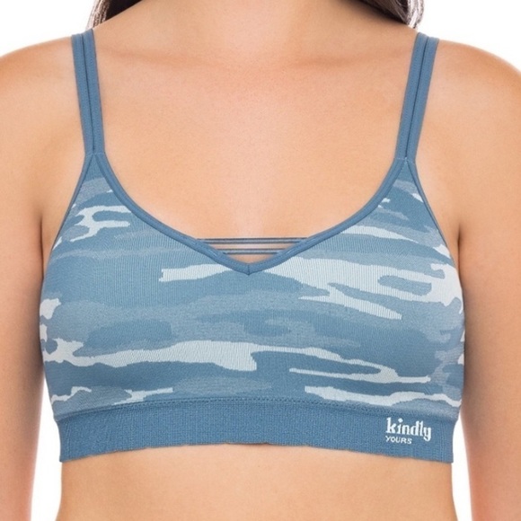 Kindly Yours Reef Blue camouflage caged v-neck bralette size XXL - Picture 2 of 5